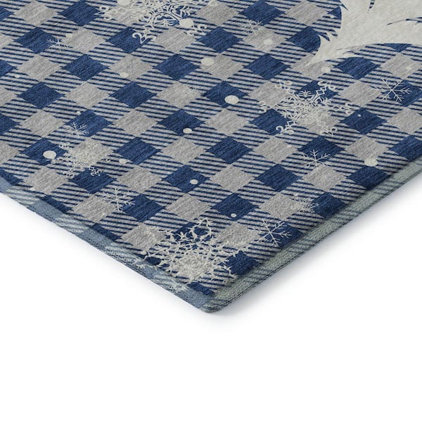 Mayfield Premium Machine Washable Abstract AMF1824 Blue 10 ft. x 14 ft. Area Rug