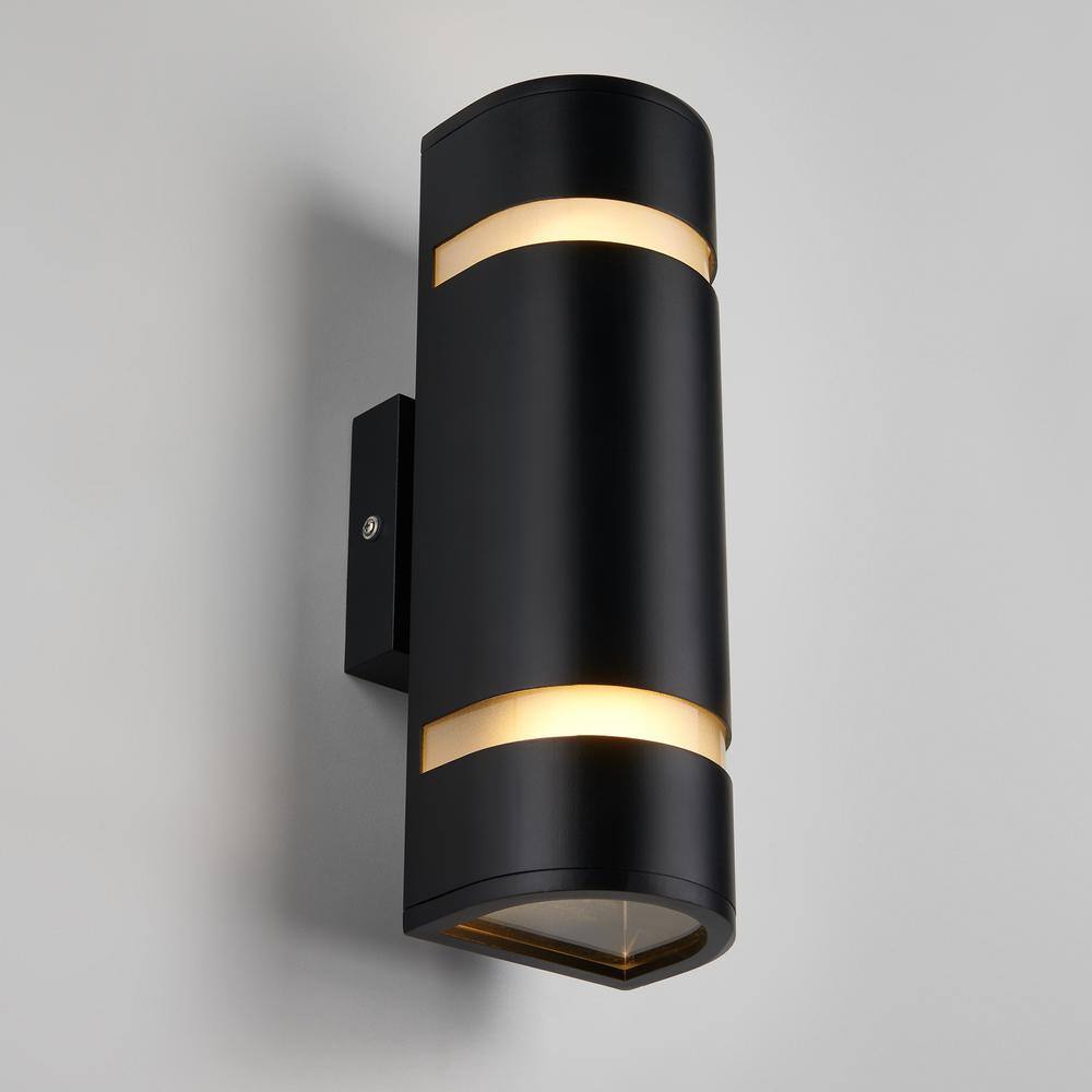 Black Stainless Steel Medium Cylinder Outdoor Sconce