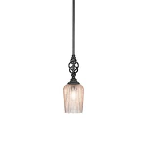 Bridgewater 100 W 1-Light Matte Black Standard Mini Pendant Light with Glass Shade