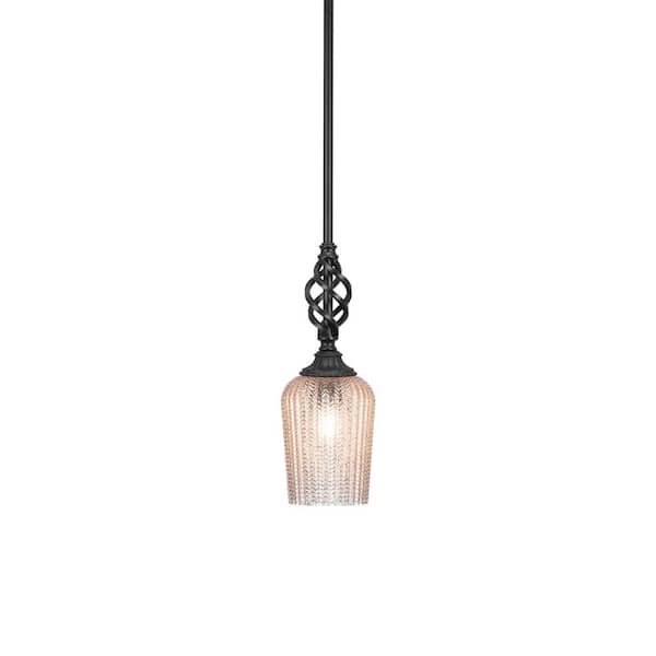 Bridgewater 100 W 1-Light Matte Black Standard Mini Pendant Light with Glass Shade