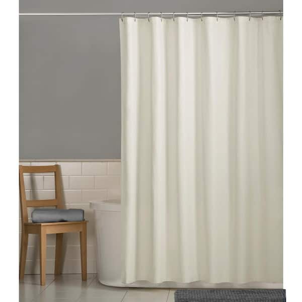 Zenna Home 70 in. x 72 in. Water Repellent Fabric Shower Curtain Liner in Bone