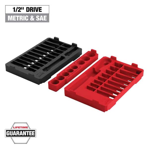 Milwaukee - 1/2 in. Drive SAE/Metric Ratchet and Socket Mechanics Tool Set PACKOUT Trays