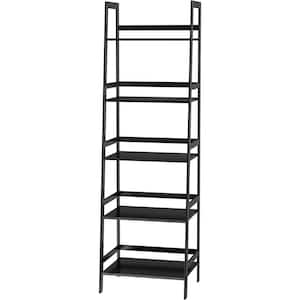 Ladder Shelf, 5 Tier Black Modern Open Shelf, 20.47 in. W x 11.87 in. D x 59.06 in. H