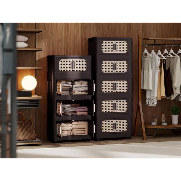 50 in. H x 20 in. W Brown Plastic Folding Storage Cabinet with