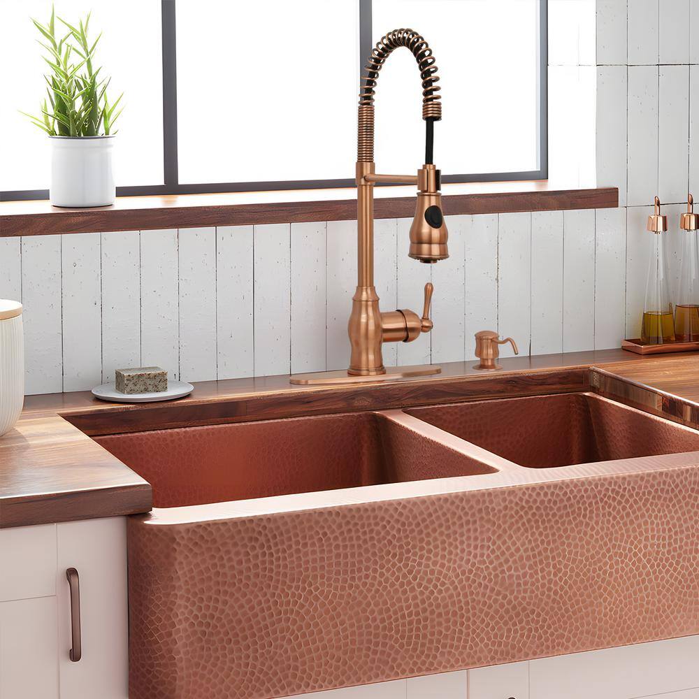Copper Brushed Pull-Down Kitchen Faucet with Spray