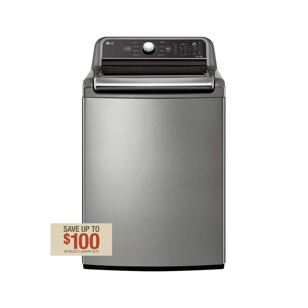 LG - 5.5 Cu. Ft. High Efficiency Smart Top Load Washer with TurboWash3D - Graphite Steel