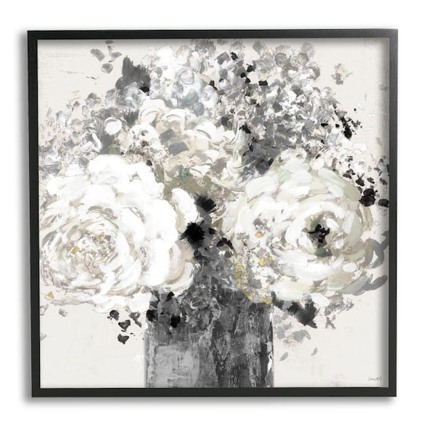 Floral Bouquet On Silver Canvas Wall Art by Madeline Blake