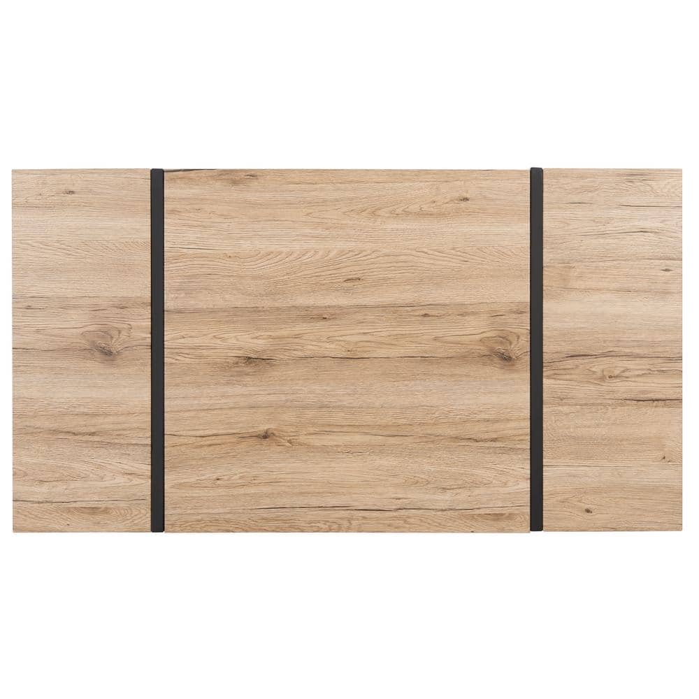 Tristan Natural Black 48" Rectangular Wood Metal Coffee Table