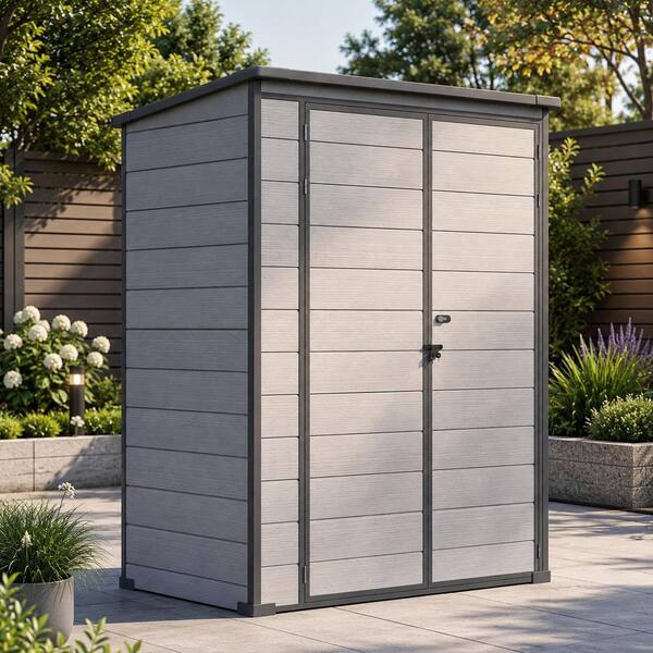 5 ft. W x 3 ft. D Resin Shed Outdoor Storage Shed with Base and Lockable Doors (15 sq. ft.)