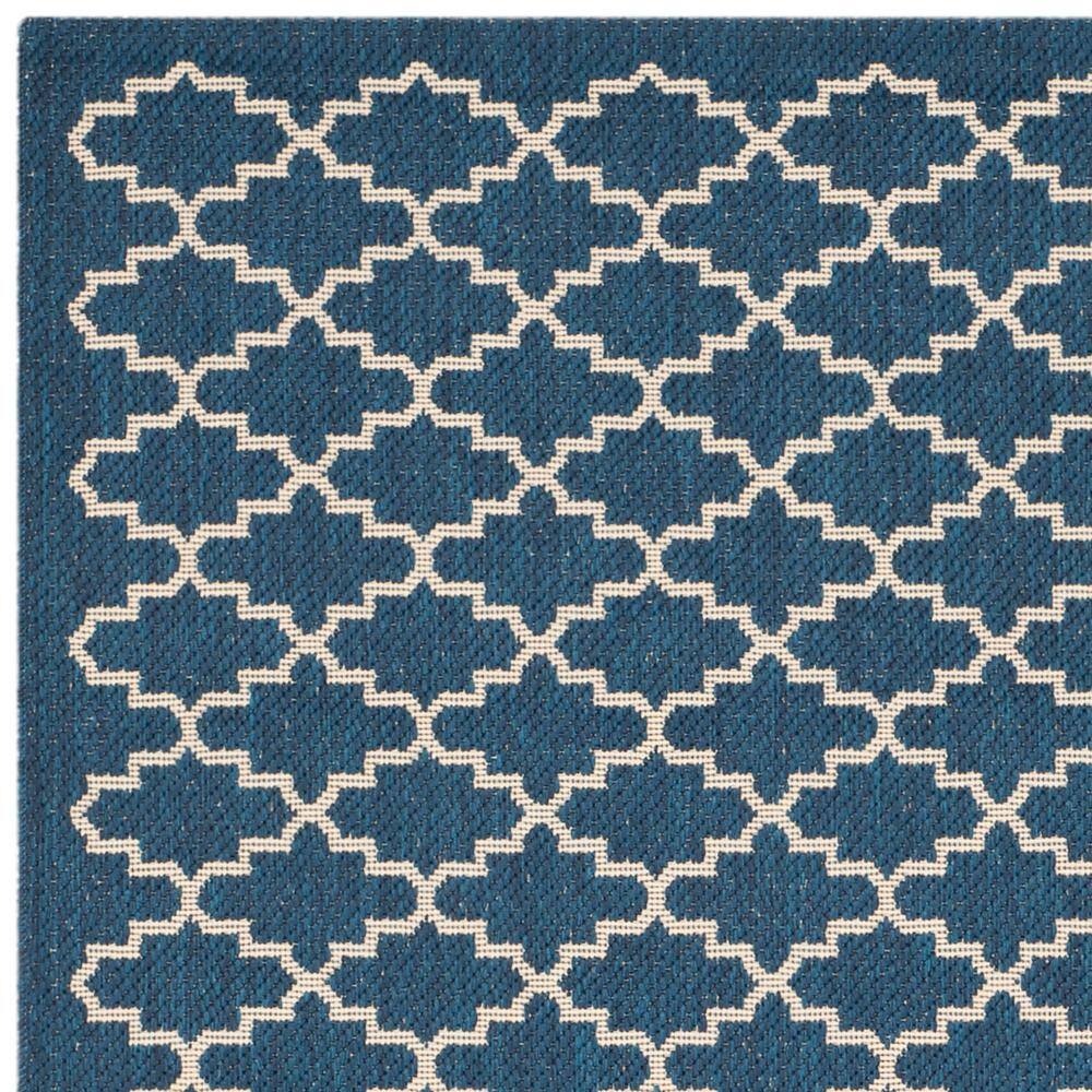 Navy and Beige Trellis Indoor/Outdoor Synthetic Area Rug