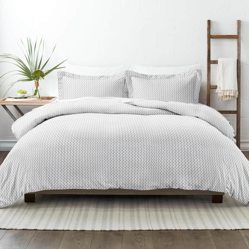 Light Gray Chevron Pattern King Duvet Cover Set