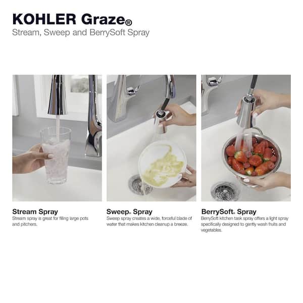 KOHLER Graze Single-Handle Touchless Pull Down Sprayer Kitchen Faucet in Matte Black
