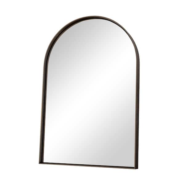 16 in. W x 20 in. H Arched Framed Decorative Wall Mounted Bathroom Vanity Mirror in Black, Tempered Glass Shatterproof