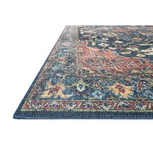 Skye Denim/Brick 2' X 5' Printed Distressed Oriental Area Rug