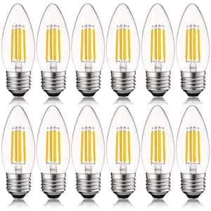 60-Watt Equivalent B10 Dimmable Edison LED Light Bulbs Torpedo Tip Clear Glass 2700K Warm White (12-Pack)