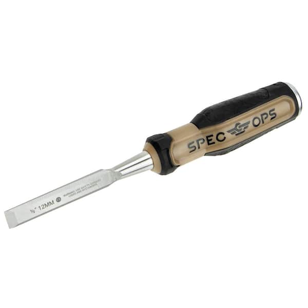 SPEC OPS Wood Chisel, 1/2 in. Blade, High-Carbon Steel Blade, Shock-Absorbing Grip