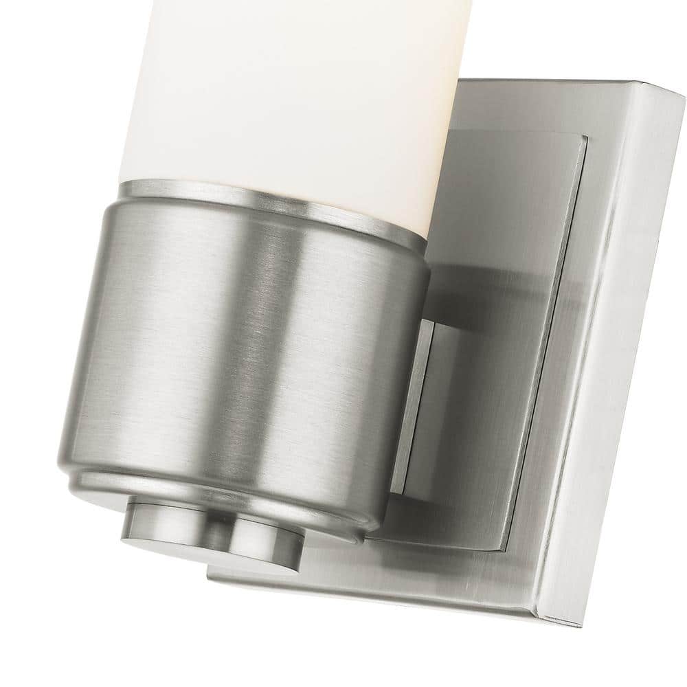 Elegant Brushed Nickel 1-Light Vanity Sconce with Satin Opal Glass