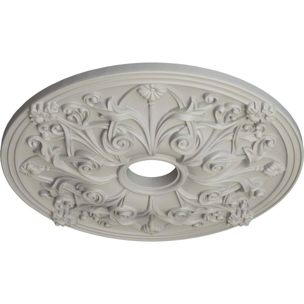 Pot of Cream Polyurethane Floral Ceiling Medallion, 23.63"