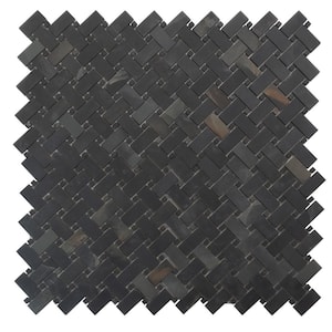 Splendor Black 11.81 in. x 11.81 in. Matte Porcelain Mosaic Wall and Floor Tile (4.84 sq. ft./case) (5-pack)