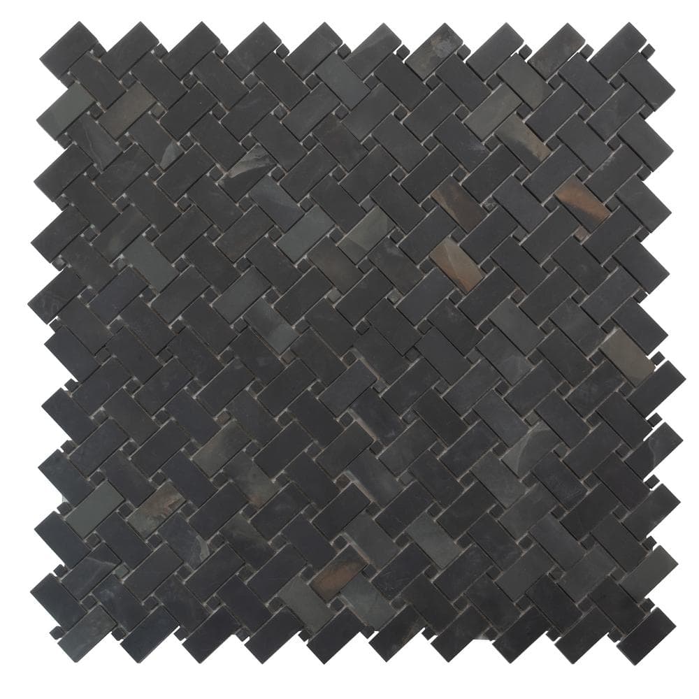 Splendor 4 in. x 0.37 in. Matte Black Porcelain Mosaic Wall and Floor Sample Tile (0.14 sq. ft./case) (1-pack) price history on PriceWatchPro