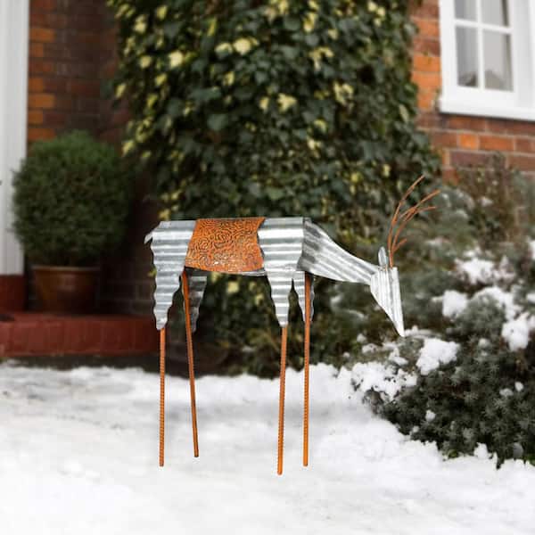 20 in. Tall Metal Rustic Grazing Reindeer Christmas Decoration