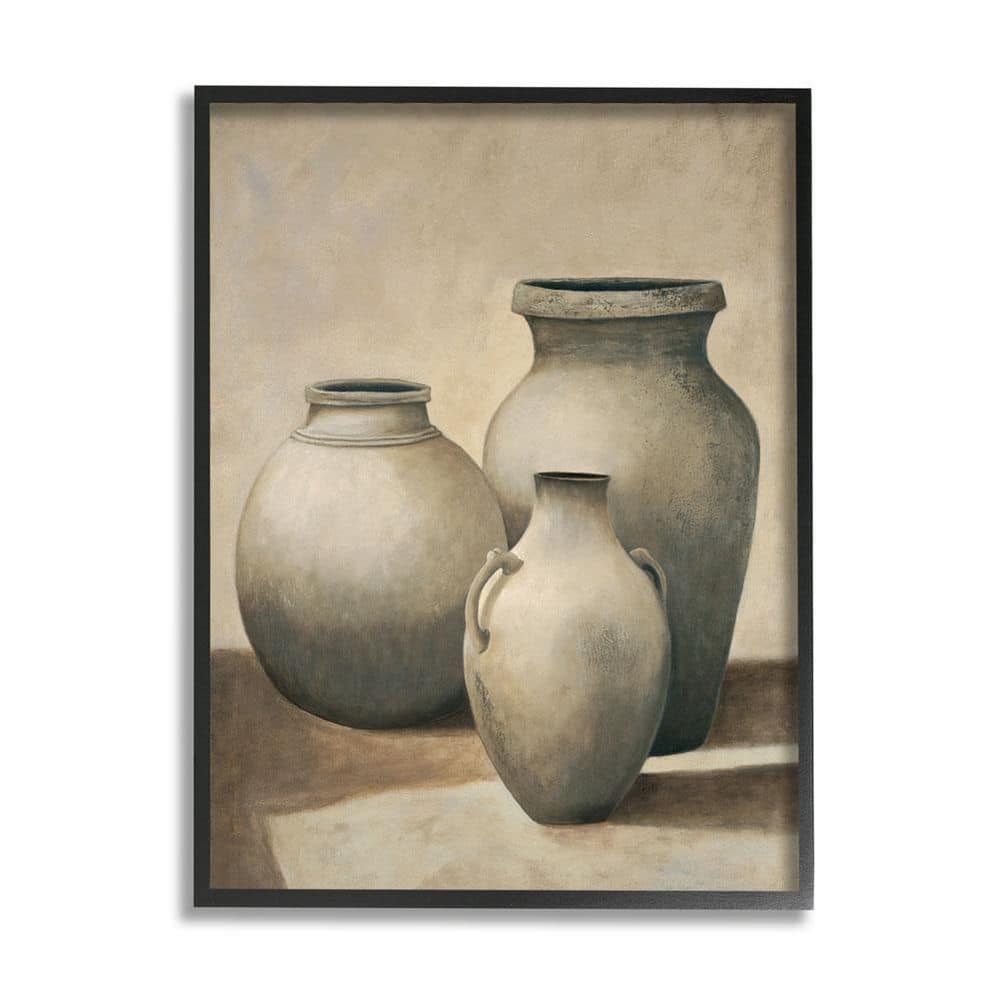 The Stupell Home Decor Collection Clay Plant Pottery Jars Still Life Pencil Sketch by Andre Mazo Framed Culture Art Print 20 in. x 16 in.