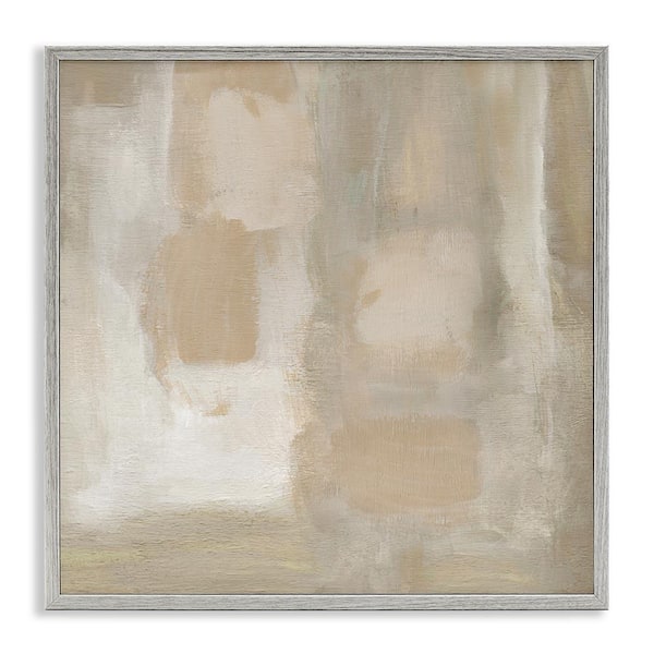 Beige Neutral Painting by Carol Robinson Gray Framed Abstract Giclee Art Print 17 in. x 17 in.