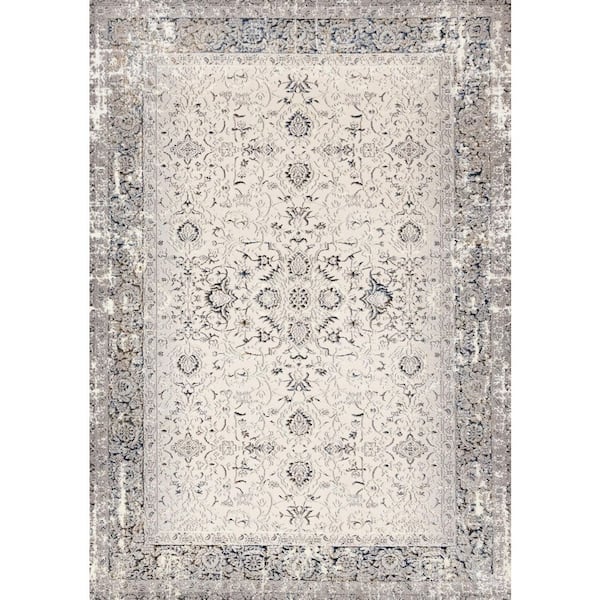 Blue 5 ft. x 8 ft. Woven Medallion Rectangle Indoor Area Rug