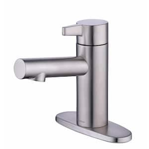 Modern Single-Handle Single Hole Touchless Bathroom Faucet in Brushed Nickel