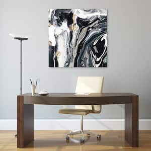 "Ebony And Ivory A" Abstract Frameless Free Floating Tempered Glass Panel Graphic Wall Art