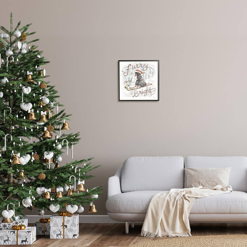 Furry and Bright Dog Canvas Print with Black Frame, 17'' x 17''