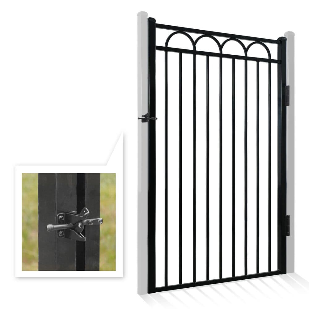 Anti-Rust 4 ft. x 6 ft. Black Steel Arc Flat Top Fence Gate (1-Pack) price history on PriceWatchPro