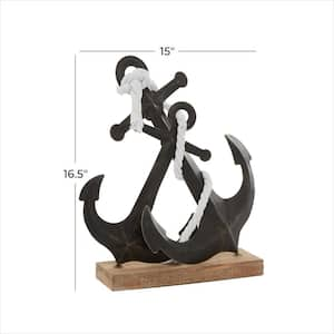 5 in. x 16 in. Black Metal Anchor Sculpture