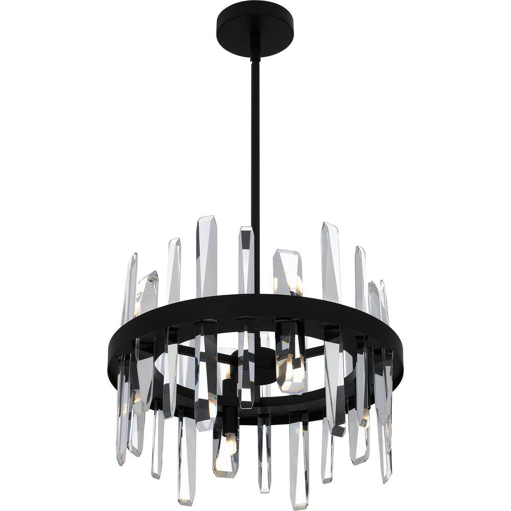Regal Matte Black and Clear Glass 8-Light Pendant