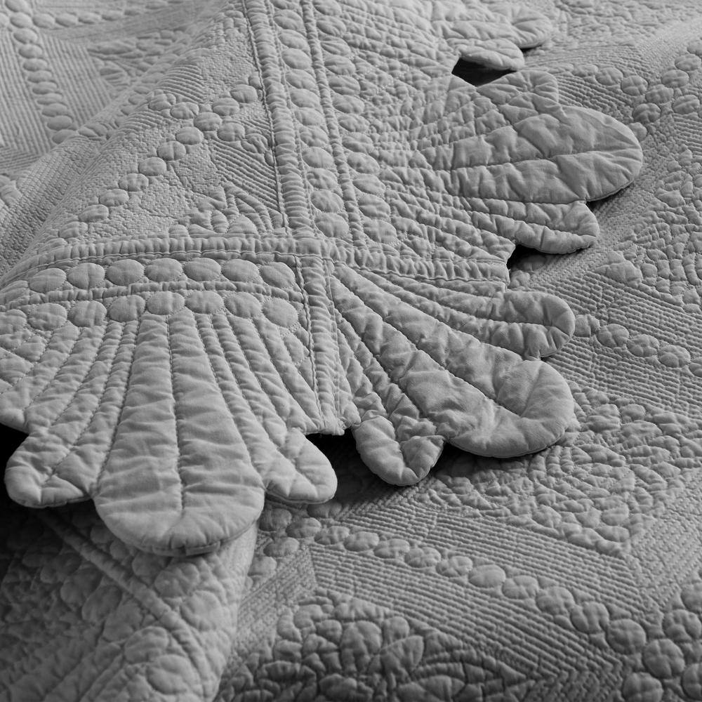 Light Grey Cotton King Reversible Quilt Set