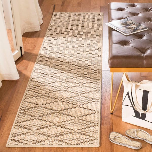 Palm Beach 2 ft. x 8 ft. Beige/Brown Diamond Knit Runner Rug