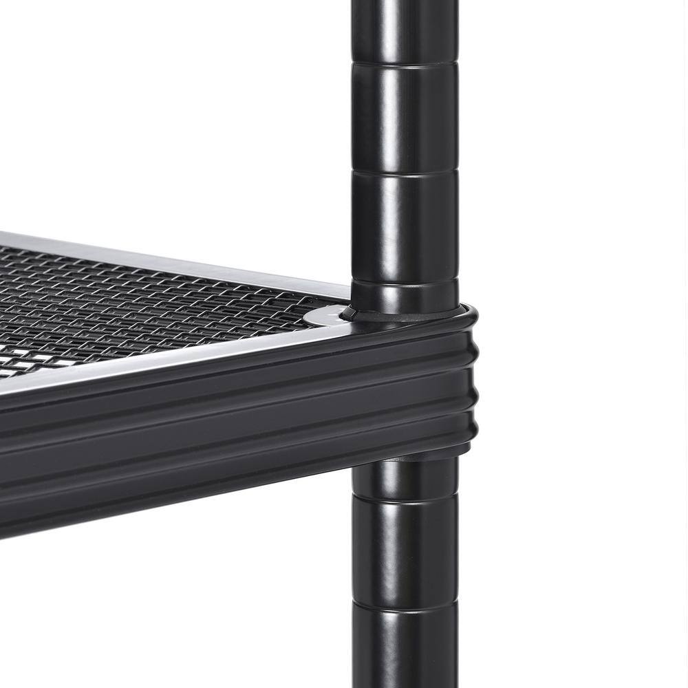 Black Steel Wire Mesh Garment Rack with Ledge