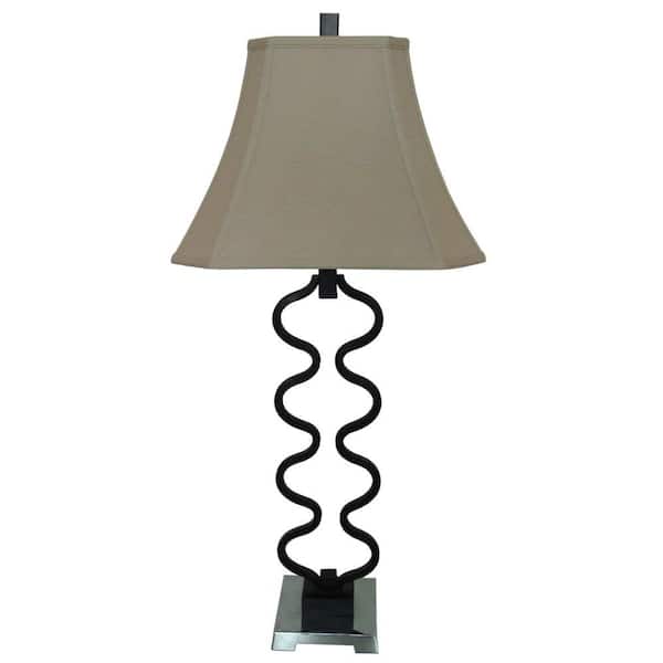 Fangio Lighting 35.5 in. Metal Table Lamp, Black and Chrome -Discontinued
