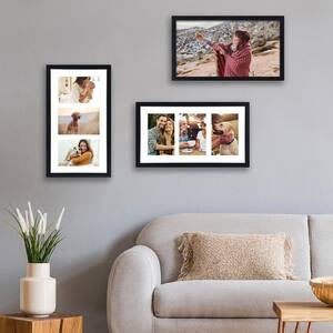 Malden International Designs Cornice Collage Puzzle – 8 Aperture Per Foto 10x15cm – 4 Verticali E 4 Orizzontali – Colore Nero – 58,4x29,2 Cm