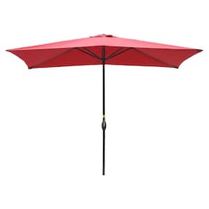 10 ft. Patio Aluminum Pole Rectangular Market Umbrella in Red