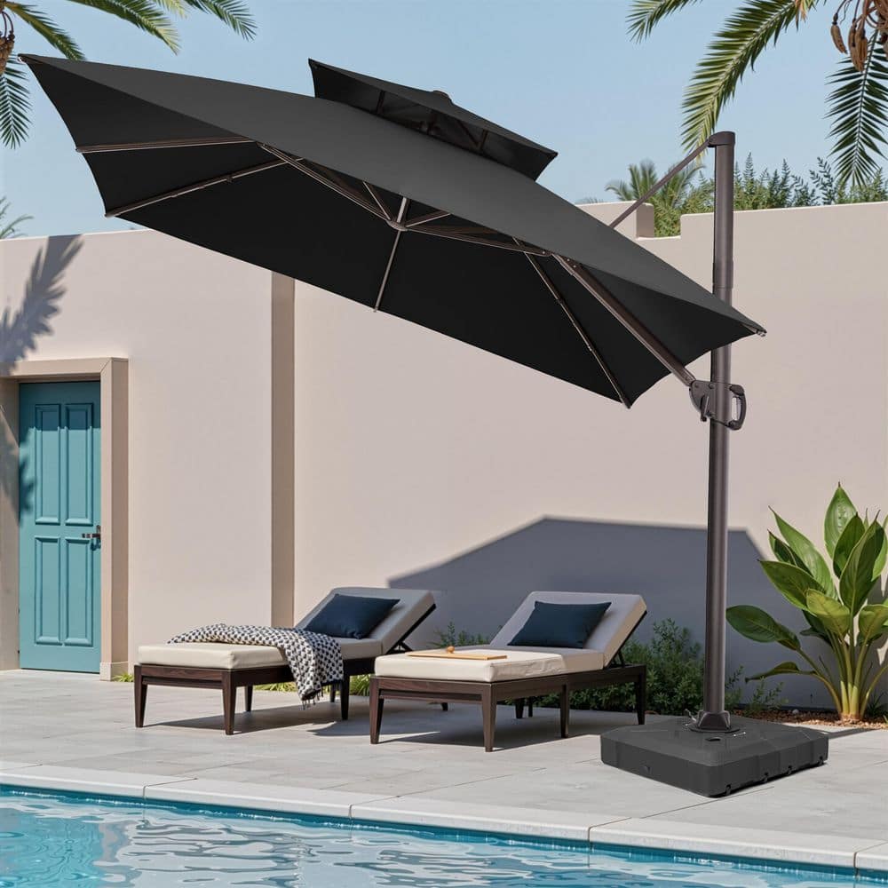cantilever patio umbrella canada Amazon.com : 8x13 FT with Integrated Tilting System, Large Double-Sided Rectangular Umbrella with Base & Stand Included, Heavy Duty Outdoor Umbrella Offset for Pool, Patio, Backyard (Gray) : Patio resistant metal frame with an adjustable aluminum pole and eight steel support ribs Cantilever Patio Umbrella with Base