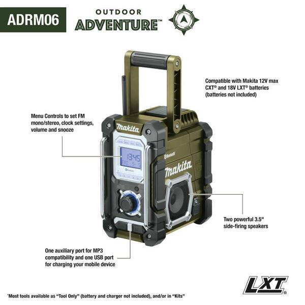 Makita ADRM06 Outdoor Adventure 18V LXT Lithium-Ion Bluetooth Radio (Tool  Only)