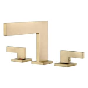 Waterfall 8 in. Widespread Double Handle Bathroom Faucet with Spot Resistant in Brushed Gold