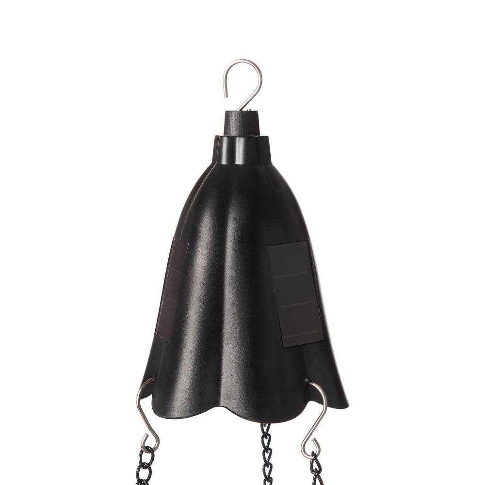 Solar Lighted Contemporary Black Plastic Hanging Planter 30"H