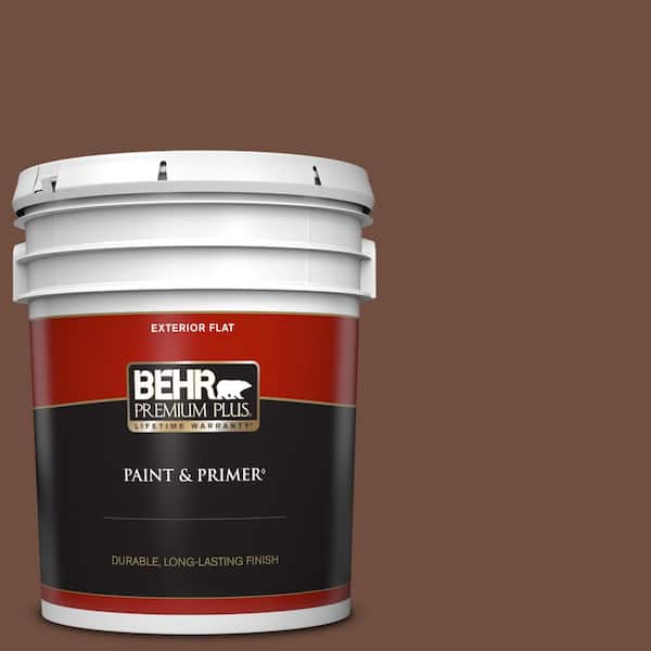 BEHR PREMIUM PLUS 5 gal. #N160-7 Brown Velvet Flat Exterior Paint & Primer