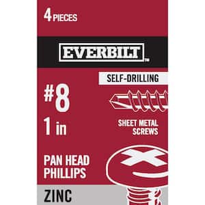 #8 x 1 in. Phillips Pan Head Zinc Plated Sheet Metal Screw (4-Pack)