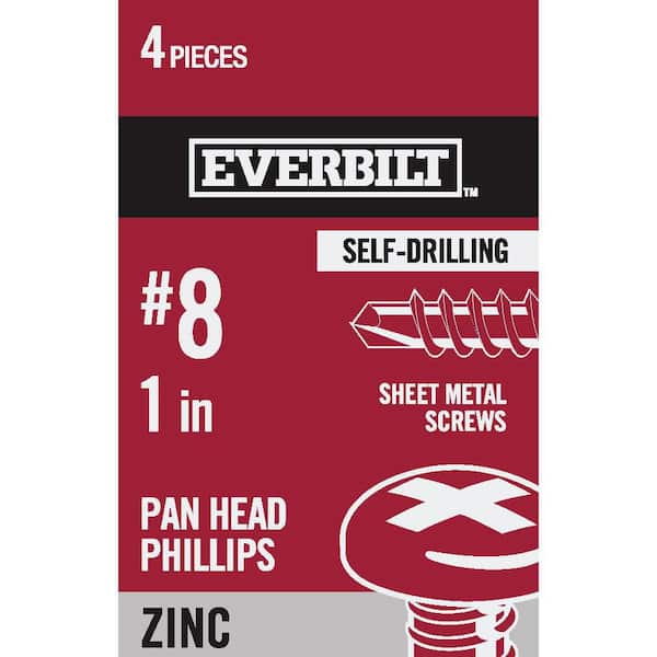 #8 x 1 in. Zinc Plated Phillips Pan Head Sheet Metal Screw (4-Pack)