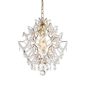 Daisy 14 in. Dia 1-Light Brushed Silver-Ish Champagne Mini Chandelier