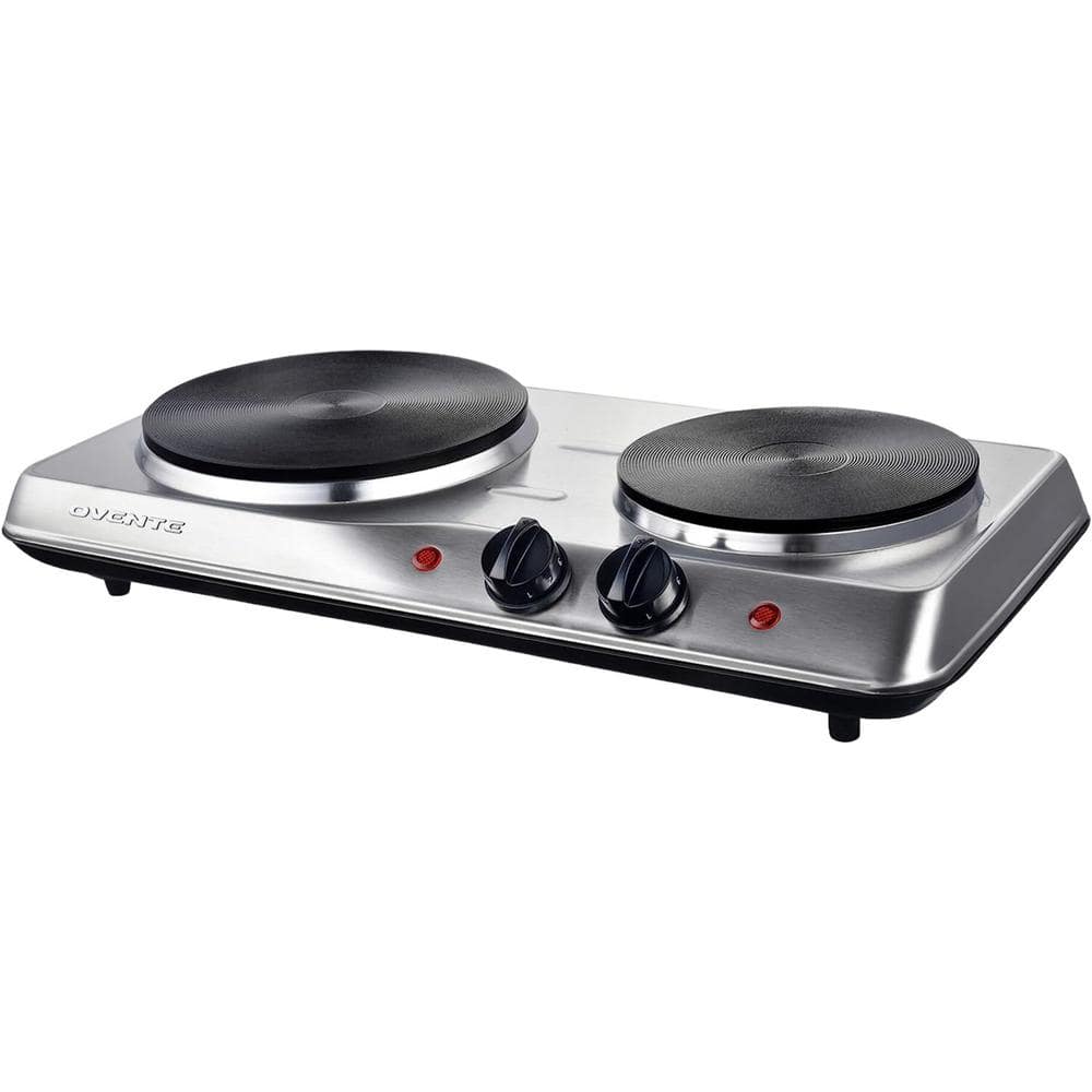 OVENTE Countertop Infrared Double Burner, 1700W Electric Hot Plate and  Portable Stove with 7.75 and 6.75 Ceramic Glass Cooktop, 5 Level  Temperature