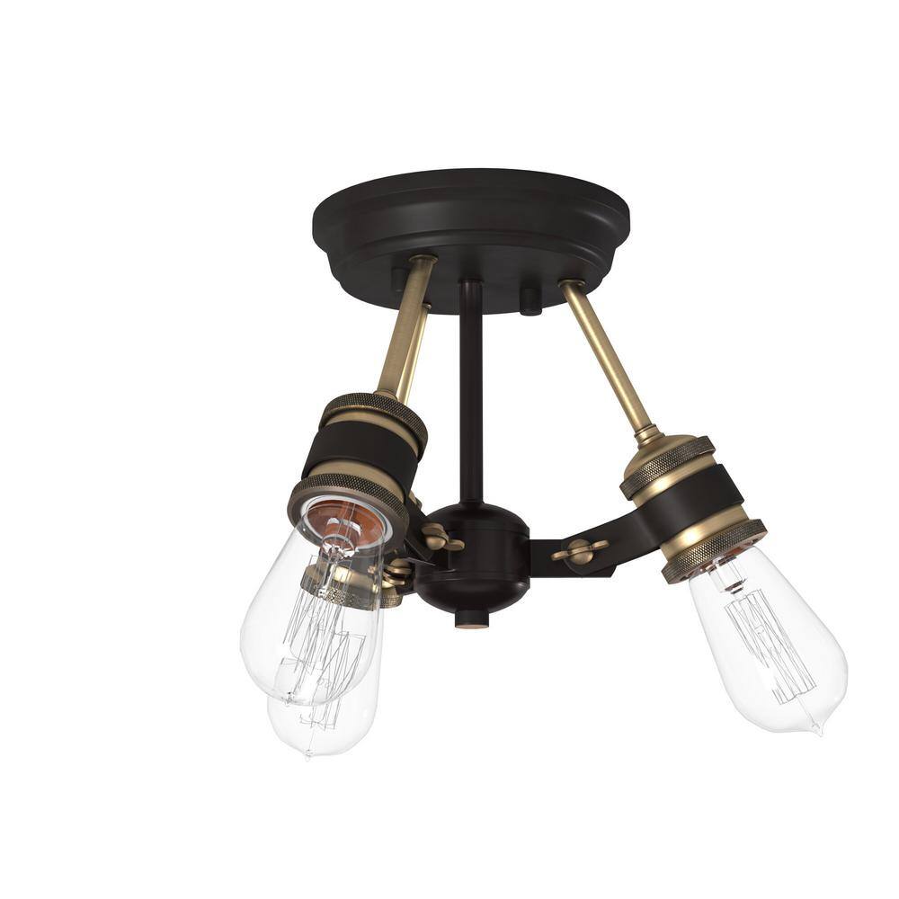 Miles Vintage Bronze 3-Light Industrial Ceiling Light
